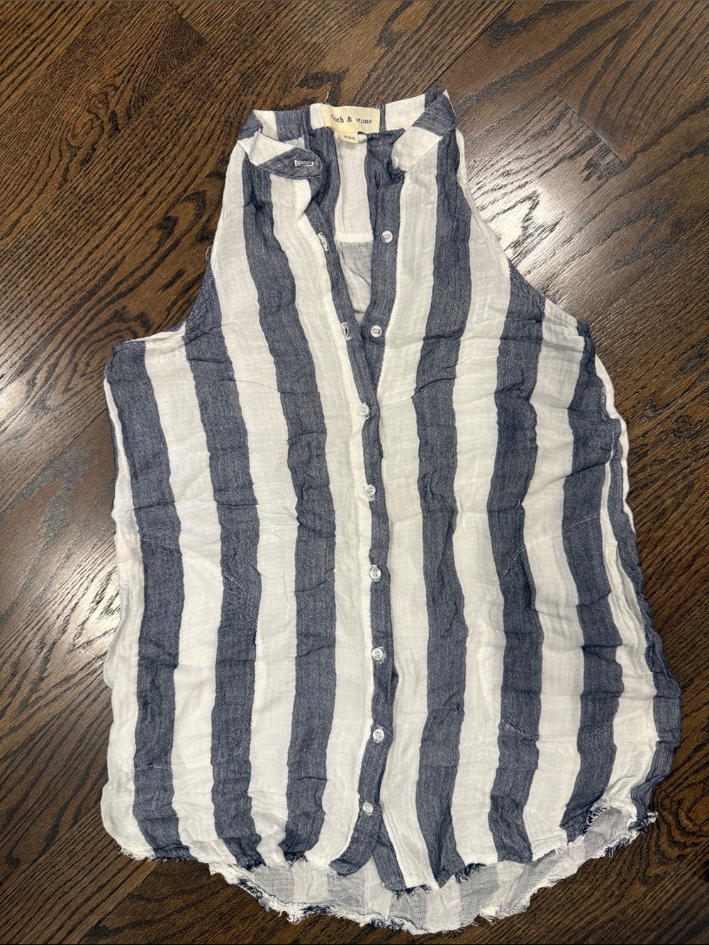 cloth & stone Striped Navy and White Sleeveless Swim Coverup